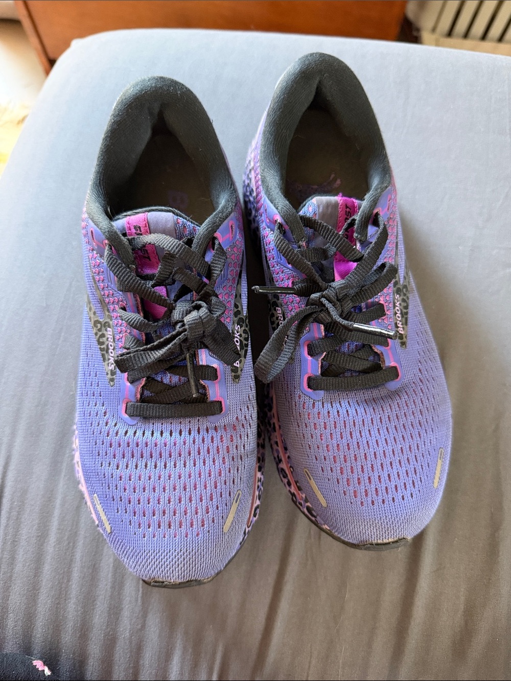 Brooks Womens Ghost 14 Running Shoes Size 6.5 Purple Leopard Print 1203561B578 - Picture 5 of 12